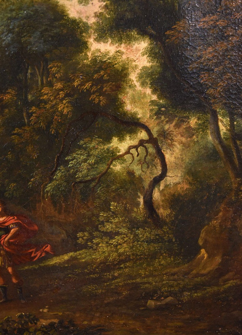 Paesaggio boschivo con l'Arcangelo Raffaele e Tobiolo
