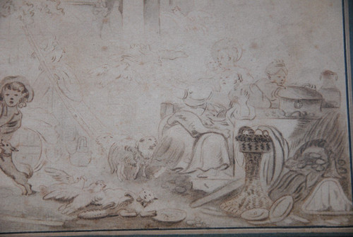 18th Century Drawing After Fragonard: Recalcitrant Animal