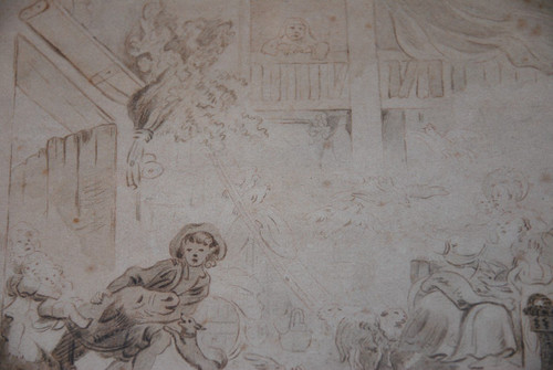 18th Century Drawing After Fragonard: Recalcitrant Animal