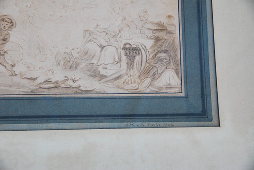 18th Century Drawing After Fragonard: Recalcitrant Animal