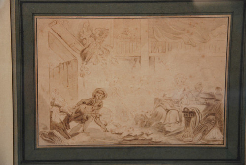 18th Century Drawing After Fragonard: Recalcitrant Animal