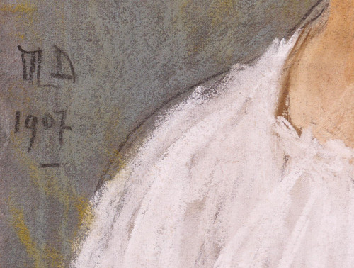 Marguerite DUBOIS de PACÉ, Porträt einer jungen brünetten Frau in einem weißen Hemd