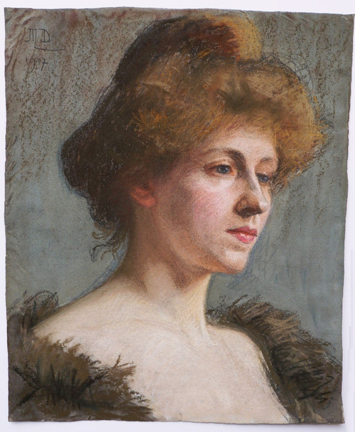Marguerite DUBOIS de PACÉ, Ritratto di giovane donna dai capelli rossi e dagli occhi azzurri