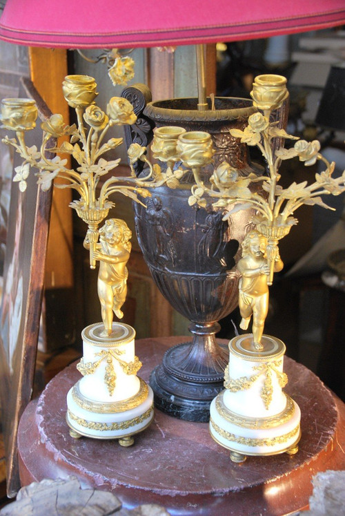Coppia Di Candelieri Putti Napoleone III