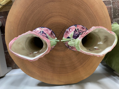 Pair of Art Nouveau slip vases