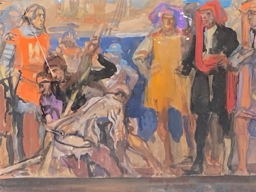 Charles Dominique Fouqueray (1869-1956) – Großes historisches Kompositionsprojekt – Gouache