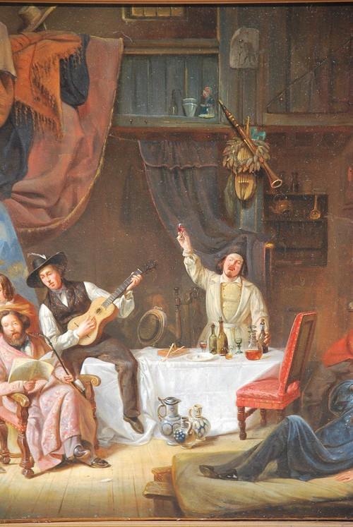 Le Mécene Et Ses Artistes, olio di Marchant Dubois d'Hault