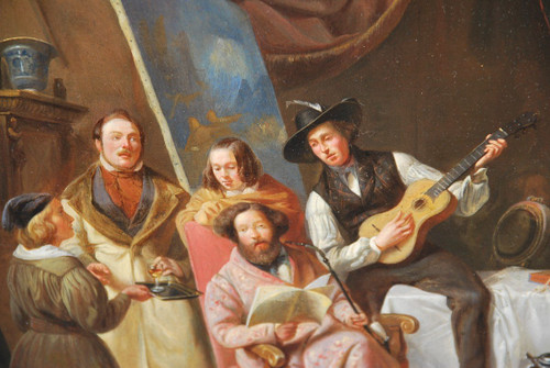 Le Mécene Et Ses Artistes, olio di Marchant Dubois d'Hault