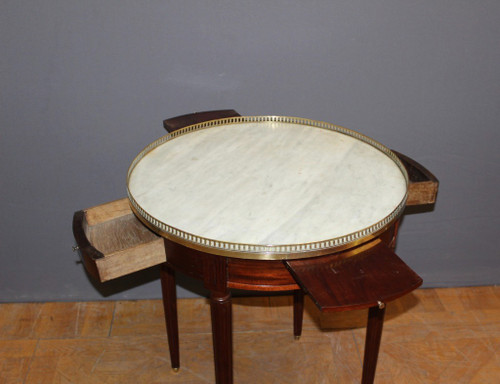 Table Bouillotte De Style Louis XVI En Acajou Et Laiton Vers 1900