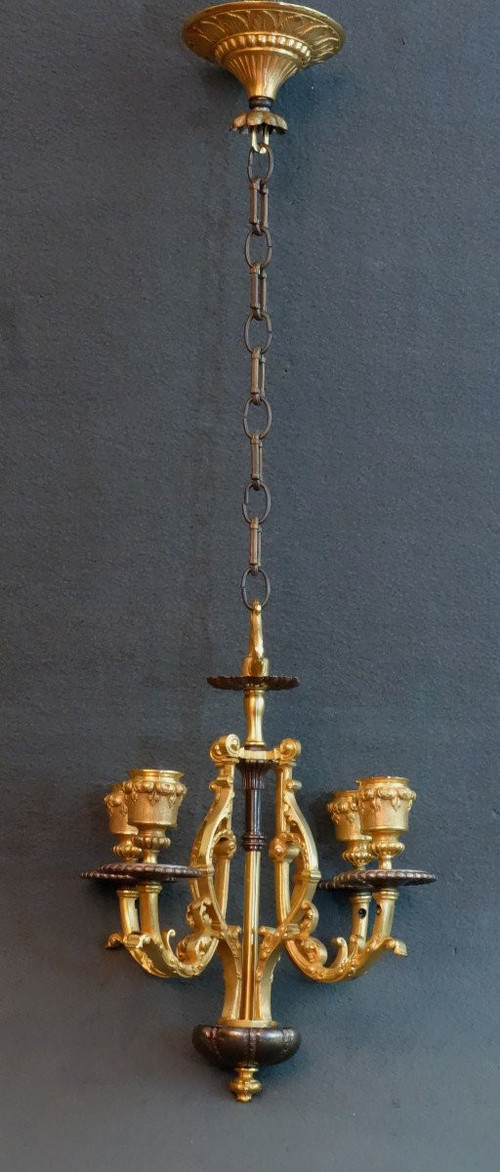 Rare Petit Lustre D'alcôve Ou De Cabinet Vers 1830