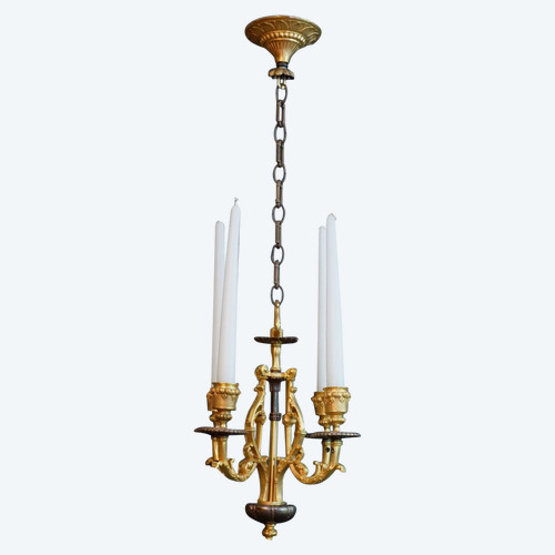 Rare Petit Lustre D'alcôve Ou De Cabinet Vers 1830