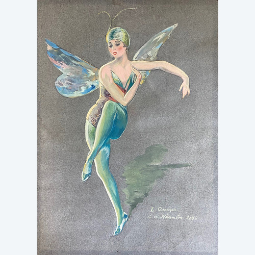 L. Guasqui- Balletto - La Sylphide - Gouache firmata e datata 1932