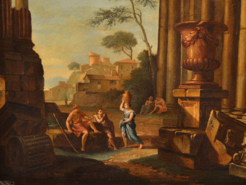 Pierre Antoine Demachy (paris 1723 - 1807), Paysage Romain Avec Capriccio Architectural