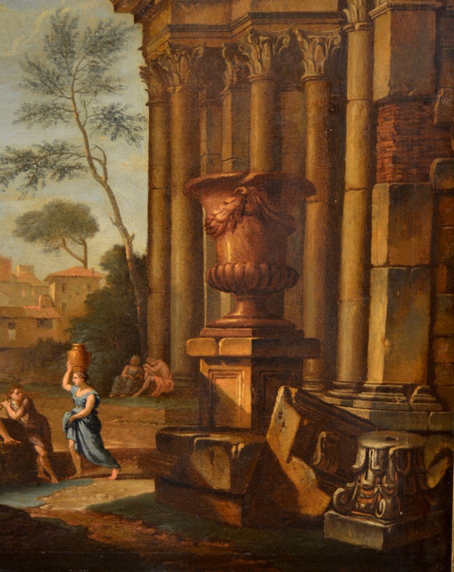 Pierre Antoine Demachy (paris 1723 - 1807), Paysage Romain Avec Capriccio Architectural