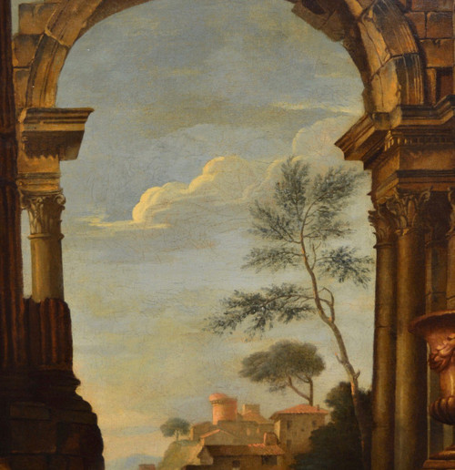 Pierre Antoine Demachy (paris 1723 - 1807), Paysage Romain Avec Capriccio Architectural