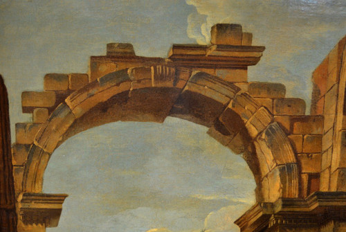 Pierre Antoine Demachy (paris 1723 - 1807), Paysage Romain Avec Capriccio Architectural