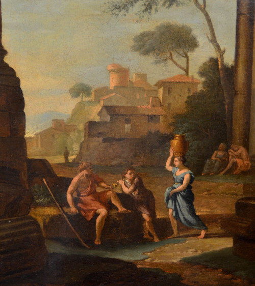 Pierre Antoine Demachy (paris 1723 - 1807), Paysage Romain Avec Capriccio Architectural