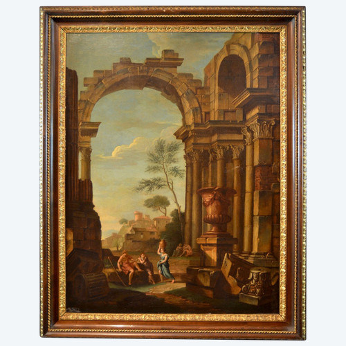 Pierre Antoine Demachy (paris 1723 - 1807), Paysage Romain Avec Capriccio Architectural