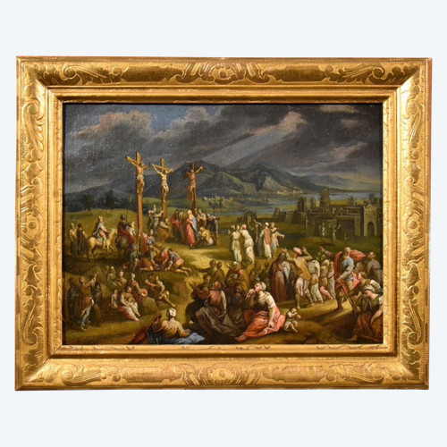Paesaggio fantastico con la Crocifissione di Cristo, Scipione Compagno (Napoli 1624 - 1680)