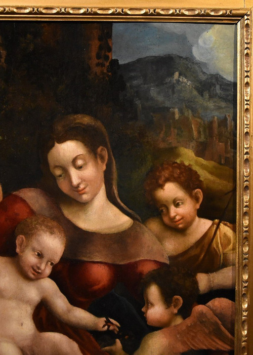 Madonna col Bambino, due angeli e Giovanni Battista, Scuola di Antonio Allegri, Correggio