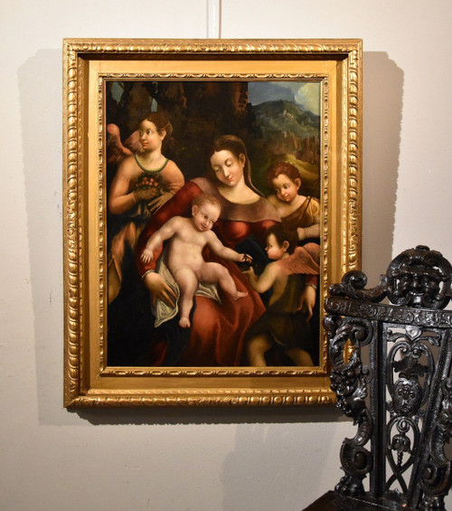 Madonna col Bambino, due angeli e Giovanni Battista, Scuola di Antonio Allegri, Correggio