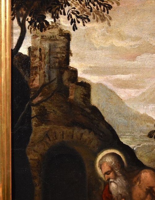 Heiliger Hieronymus Büßer, Venezianische Schule '500 (Kreis Von Jacopo Negretti, genannt Palma der Jüngere)