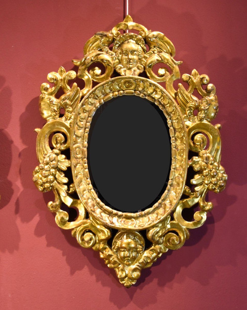 Pair Of Carved And Gilded Mirror Cabinets 'in The Manner Of Sansovino', Venice 18th Century