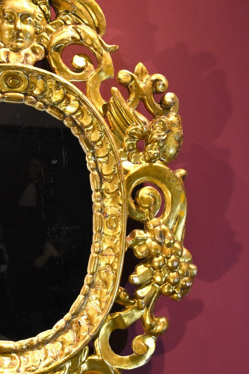 Pair Of Carved And Gilded Mirror Cabinets 'in The Manner Of Sansovino', Venice 18th Century