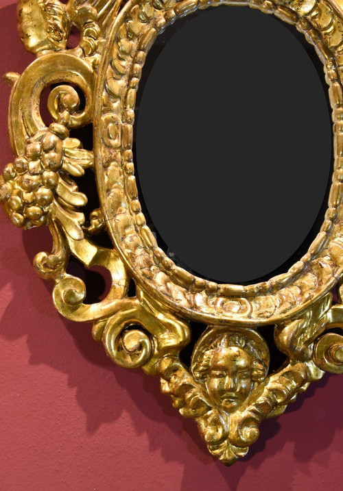 Pair Of Carved And Gilded Mirror Cabinets 'in The Manner Of Sansovino', Venice 18th Century