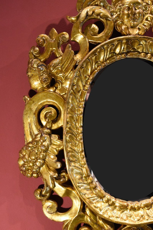 Pair Of Carved And Gilded Mirror Cabinets 'in The Manner Of Sansovino', Venice 18th Century