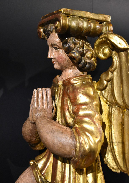 'Paire d'Anges AilÃ©s', Sculptures En Bois Toscane XVIIe SiÃ¨cle