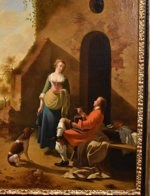 Galante Szene am Eingang eines Gasthauses, Jan Vermeer von Utrecht (schoonhoven 1630 - 1692) Follower