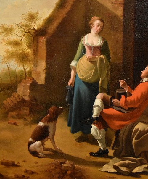 Galante Szene am Eingang eines Gasthauses, Jan Vermeer von Utrecht (schoonhoven 1630 - 1692) Follower