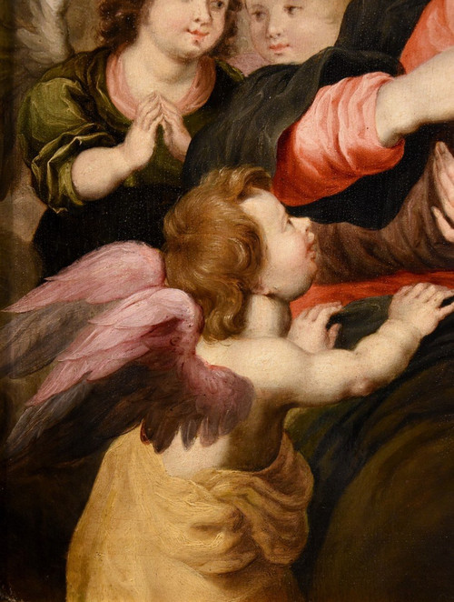 Vierge à l'Enfant Avec Trois Anges, Hendrick Van Balen (anvers 1575 - 1632) Atelier De