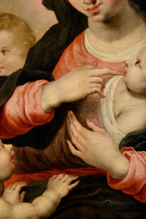 Vierge à l'Enfant Avec Trois Anges, Hendrick Van Balen (anvers 1575 - 1632) Atelier De