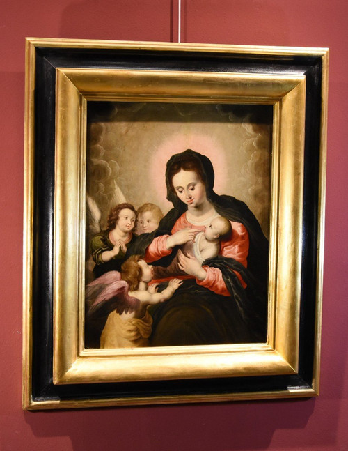 Vierge à l'Enfant Avec Trois Anges, Hendrick Van Balen (anvers 1575 - 1632) Atelier De