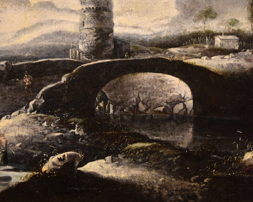 Paysage d'Hiver Fantastique Avec Pont, Hans De Jode (la Haye 1630 - Vienne 1663)