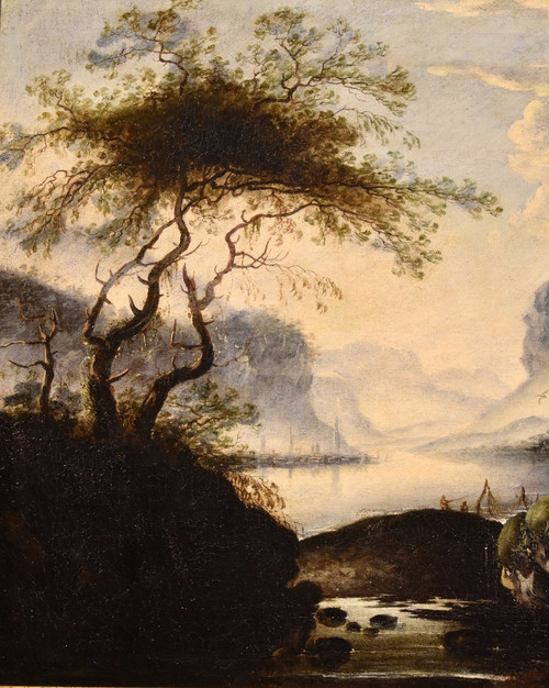 Hans De Jode (la Haye 1630 - Vienne 1663), Paysage d'Hiver Avec Lac Et Ville Sur Les Rives
