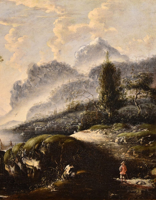 Hans De Jode (la Haye 1630 - Vienne 1663), Paysage d'Hiver Avec Lac Et Ville Sur Les Rives