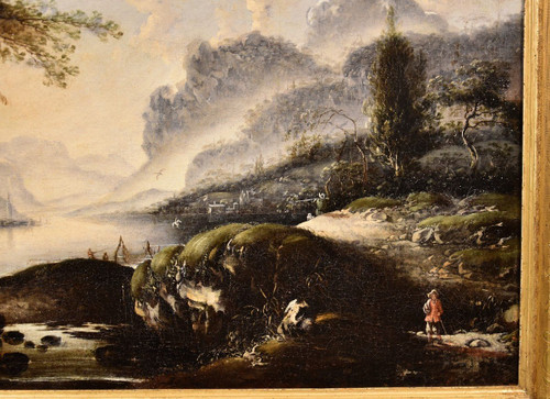 Hans De Jode (la Haye 1630 - Vienne 1663), Paysage d'Hiver Avec Lac Et Ville Sur Les Rives