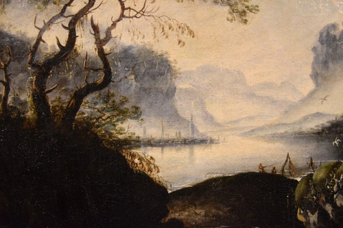 Hans De Jode (la Haye 1630 - Vienne 1663), Paysage d'Hiver Avec Lac Et Ville Sur Les Rives