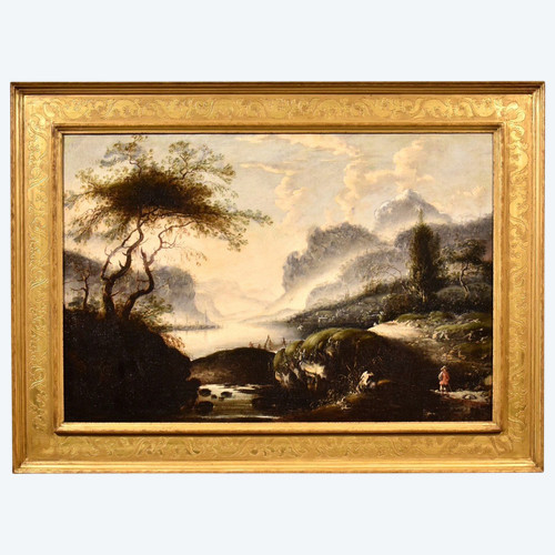 Hans De Jode (la Haye 1630 - Vienne 1663), Paysage d'Hiver Avec Lac Et Ville Sur Les Rives