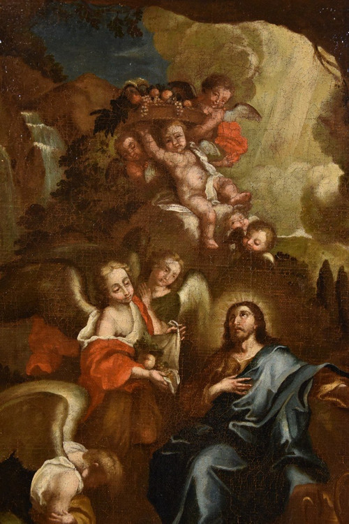 Christ Entouré d'Anges Dans Le Désert, Pietro Da Cortona (cortone 1597 - Rome 1669) Cercle De