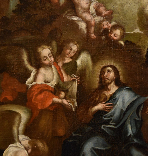Christ Entouré d'Anges Dans Le Désert, Pietro Da Cortona (cortone 1597 - Rome 1669) Cercle De