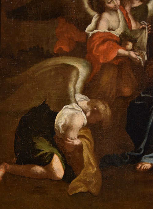 Christ Entouré d'Anges Dans Le Désert, Pietro Da Cortona (cortone 1597 - Rome 1669) Cercle De
