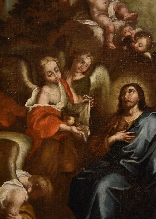 Christ Entouré d'Anges Dans Le Désert, Pietro Da Cortona (cortone 1597 - Rome 1669) Cercle De