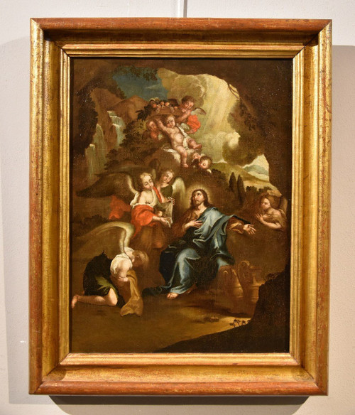 Christ Entouré d'Anges Dans Le Désert, Pietro Da Cortona (cortone 1597 - Rome 1669) Cercle De