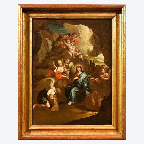 Christ Entouré d'Anges Dans Le Désert, Pietro Da Cortona (cortone 1597 - Rome 1669) Cercle De
