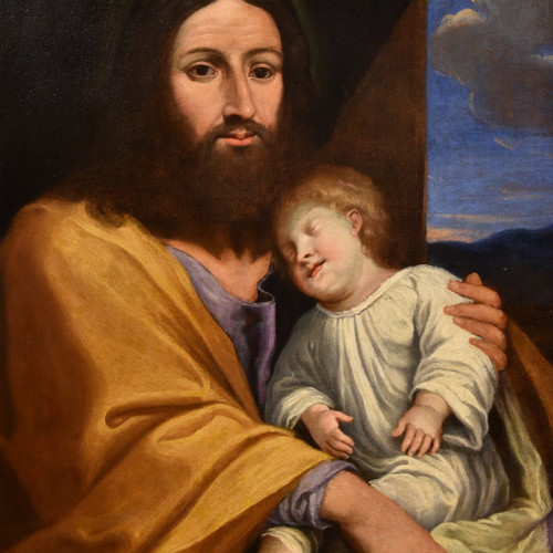 Jésus Avec Le Fils Du Client, Giovan Battista Salvi (1609 - 1685) Cercle / Suiveur