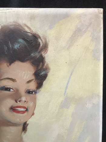 Öl auf Leinwand junge nackte Frau der 1950er Jahre unleserliche Signatur